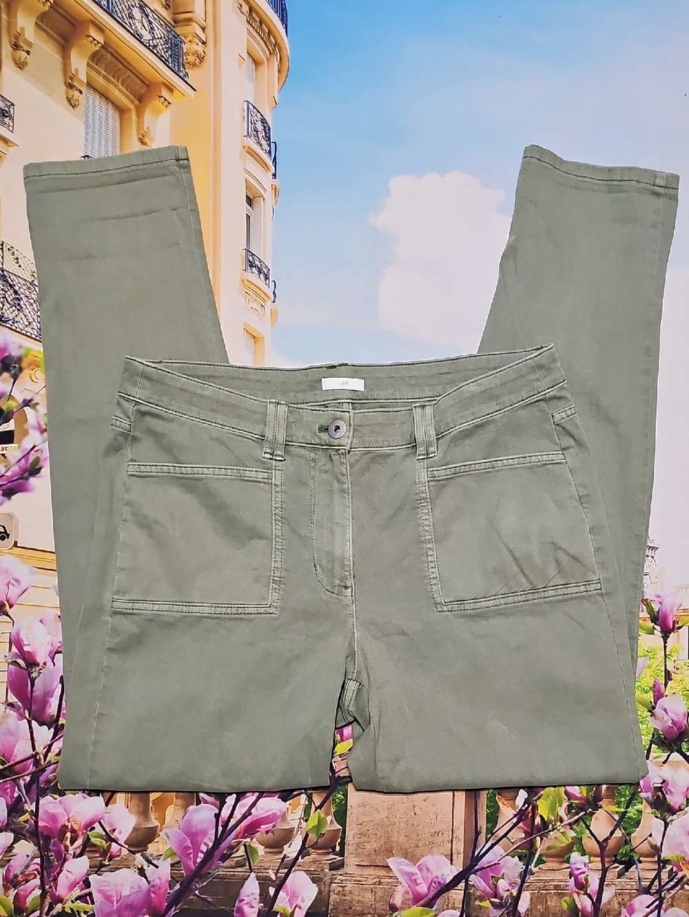 J. Jill Sage Green High Waist Slim Pants Size 12